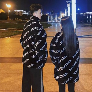 韓版情侶大呎碼羊羔毛棉服大衣 熊寶寶外套 連帽外套 刷毛 韓國 羊毛 大衣 格子仿兔毛立領寬鬆絨毛加厚絨毛 厚外套男女