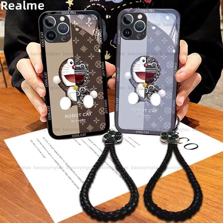 Realme 哆啦A夢玻璃防摔手機殼 適用GT大師版 GT 50i 50A 30A C3 XT 5Pro X3 X50