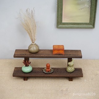 【優選精品】燒桐木 實木博古架紫砂壺架子中式展示架小擺件茶具茶盃置物架ins日韓風 C8G2