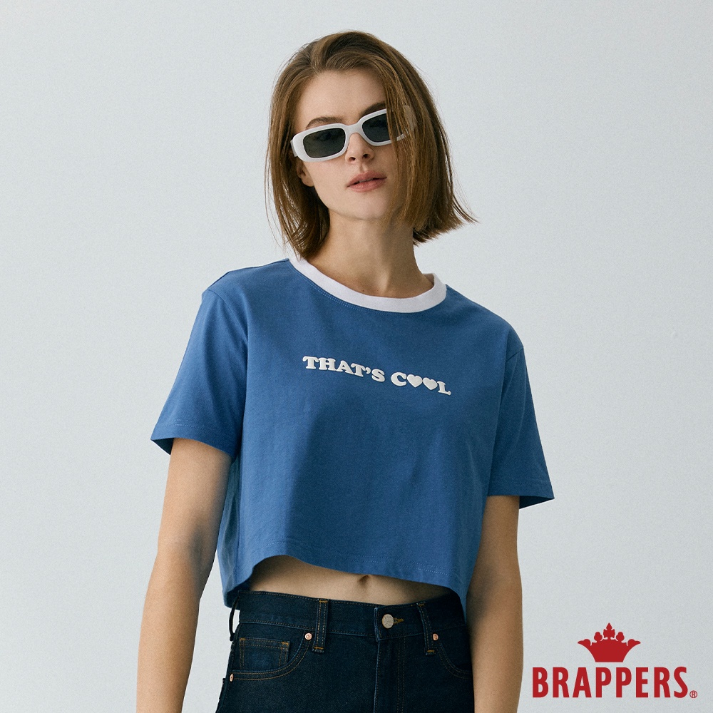 BRAPPERS 女款 that's cool 印花短版T恤-亮藍