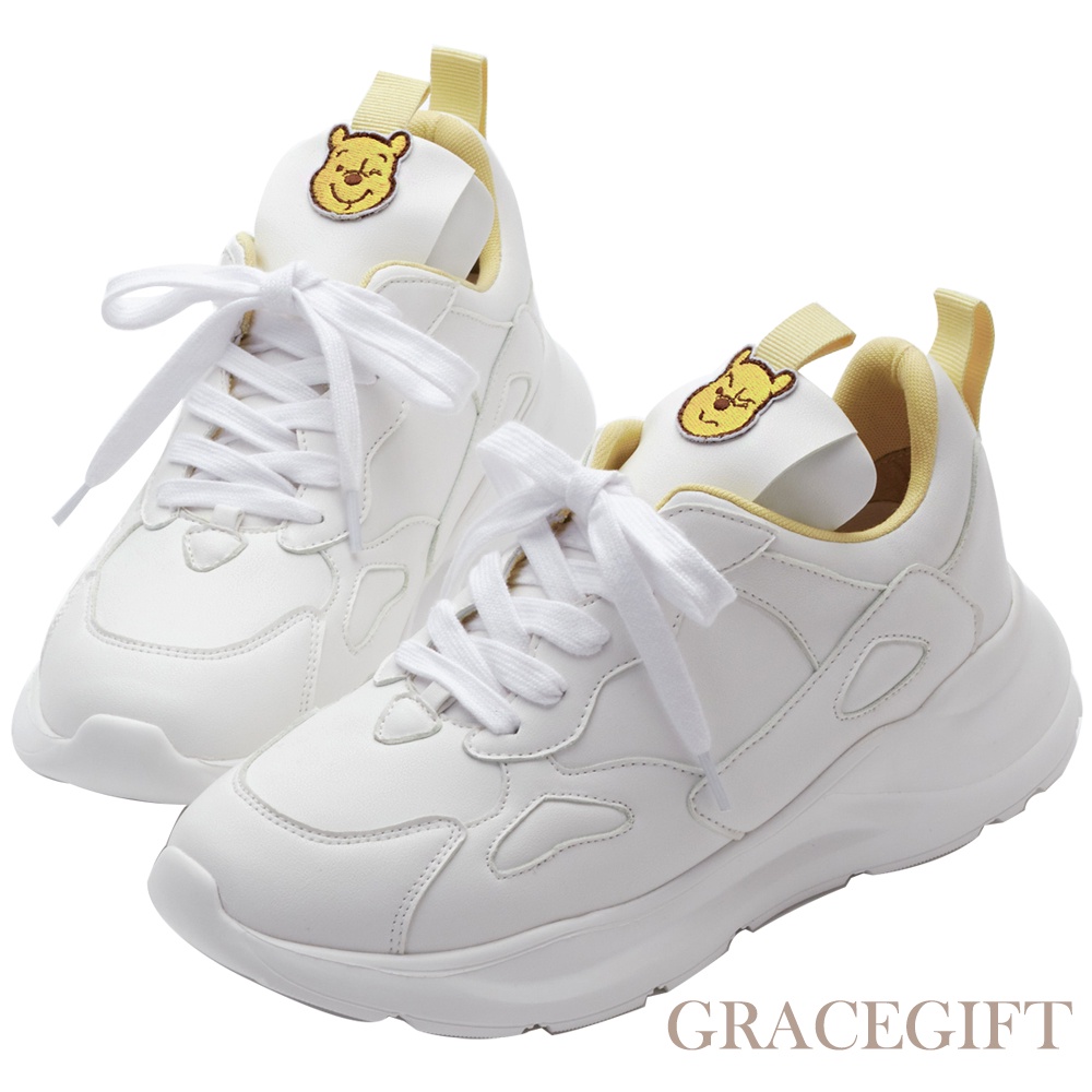 [Grace Gift] 迪士尼小熊維尼款大頭電繡老爹鞋