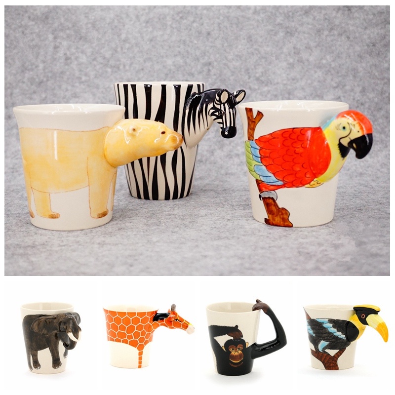 【迷物】泰國立體動物杯子陶瓷手工馬克杯可愛創意咖啡杯兒童男女生日禮物