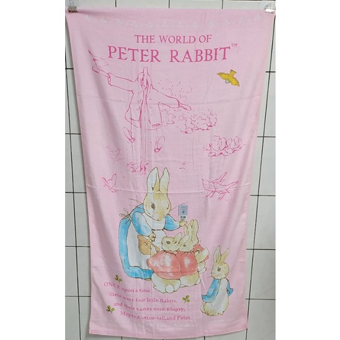 ^0^小荳的窩-Peter Rabbit彼得兔母子比得兔印花大浴巾毛巾被-粉紅^0^