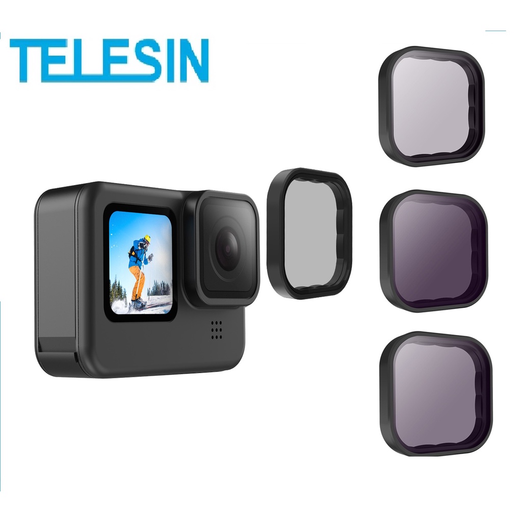 Telesin 適用於 GoPro 9 10 11 12 ND8 16 32 CPL 套裝鋁合金金屬框架鏡頭濾鏡適用於