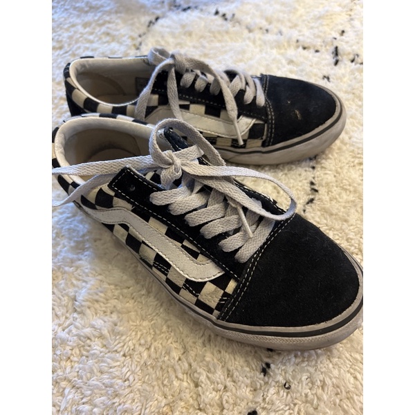 二手Vans Old Skool 中童款黑白棋盤格滑板鞋