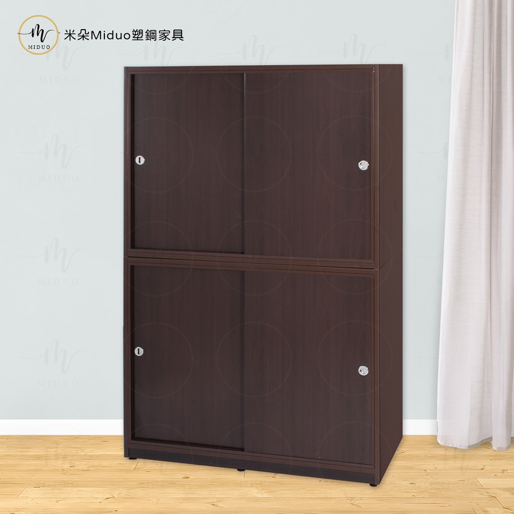 【米朵Miduo】4.1尺拉門塑鋼衣櫃 衣櫥 防水塑鋼家具(上下座)