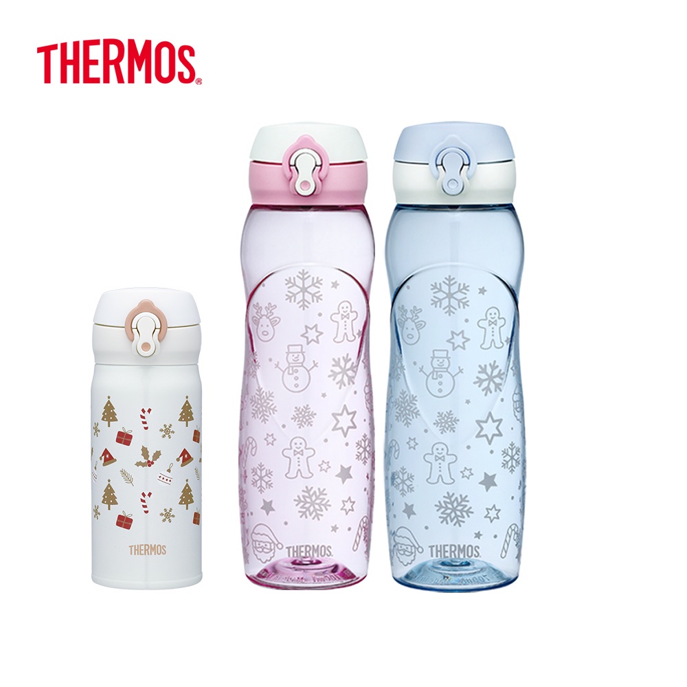 【THERMOS膳魔師】聖誕新品 彈蓋真空保溫瓶350ml+彈蓋輕水瓶【蝦皮獨家組】