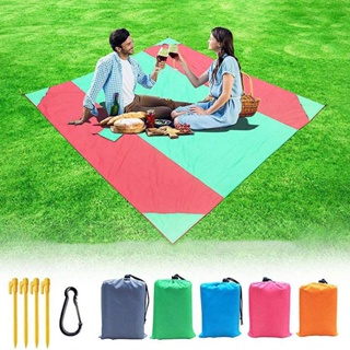 大尺寸野餐毯 210T滌綸格子布 沙灘墊 可摺疊野營墊子 戶外野餐毯子 便攜墊子