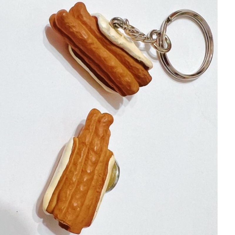 燒餅油條造型鑰匙圈(台灣小吃美食鑰匙圈、台灣復古風)燒餅、油條磁鐵、燒餅油條磁鐵