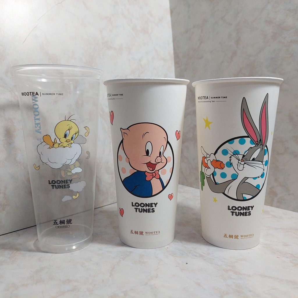 連鎖飲料店 五桐號 華納兄弟 樂一通Looney Tunes 飲料杯 紙杯 塑膠杯 動畫 卡通圖案 收藏 造型杯