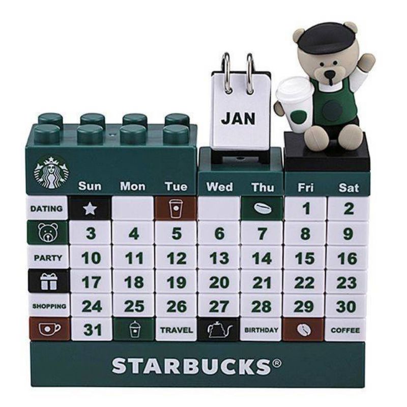 星巴克 立體桌曆 月曆 樂高 桌曆 lego 組裝 可愛