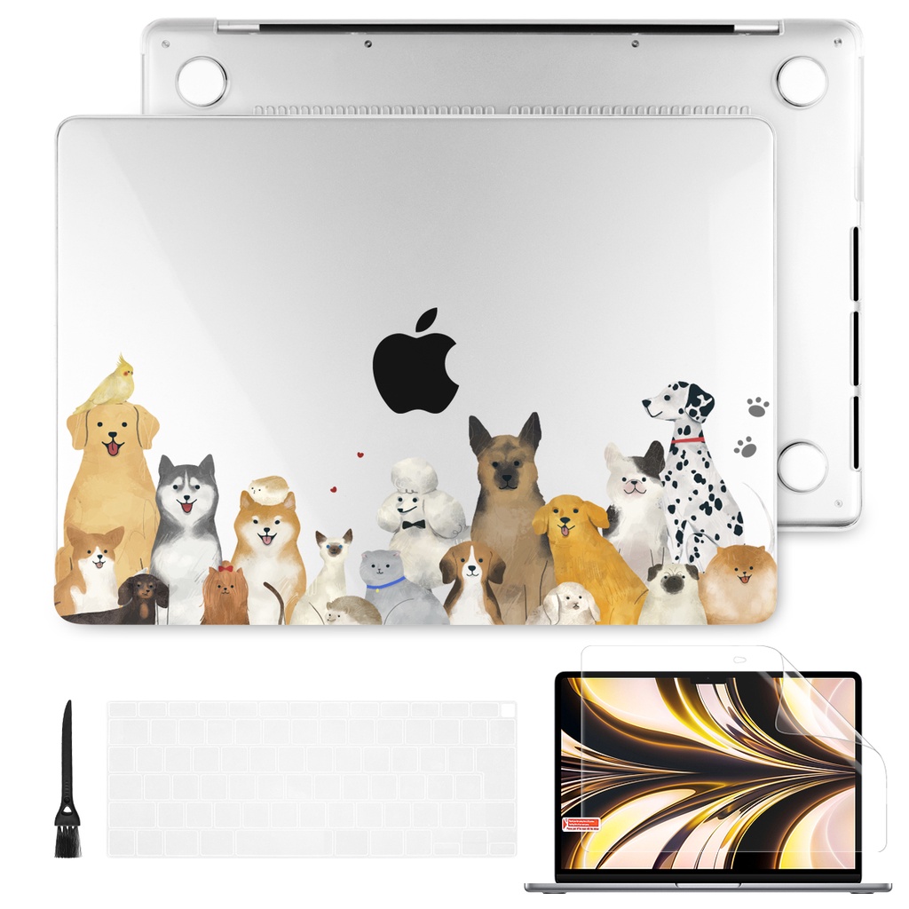 可愛小動物系列外殼 適用於MacBook Pro Air 13 14英寸 A2681 A2337 M2 M1芯片水晶保護