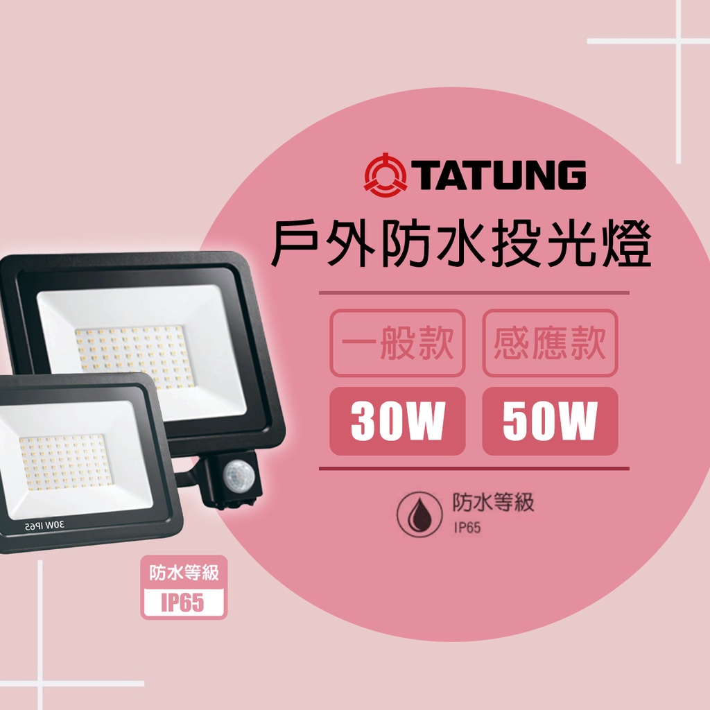 【大同】LED 紅外線感應戶外投光燈 投射燈 30W 50W 全電壓 黃光 白光 IP65 防水型