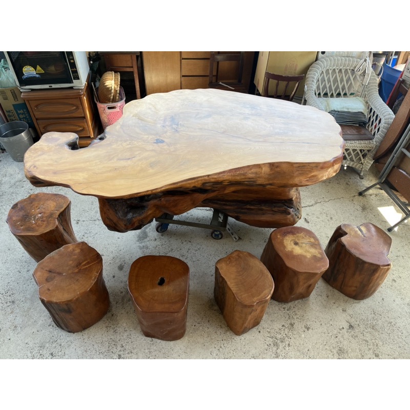 大推！！原木 檜木桌椅組 實木 超實用 附六張椅子 原木椅 可議價