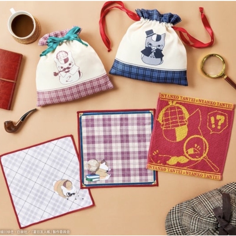❤️滿100出貨❤️夏目友人帳 貓咪老師偵探 一番賞 束口袋 方巾 手帕 貓咪老師 偵探 周邊