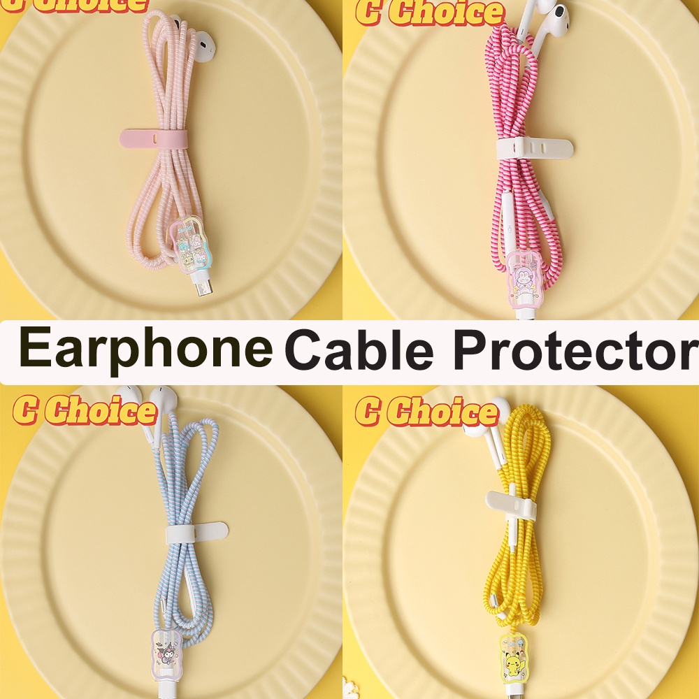 卡通可愛耳機線保護器 C 型端口充電線保護器充電器線保護耳機線繞線器保護套繞線器