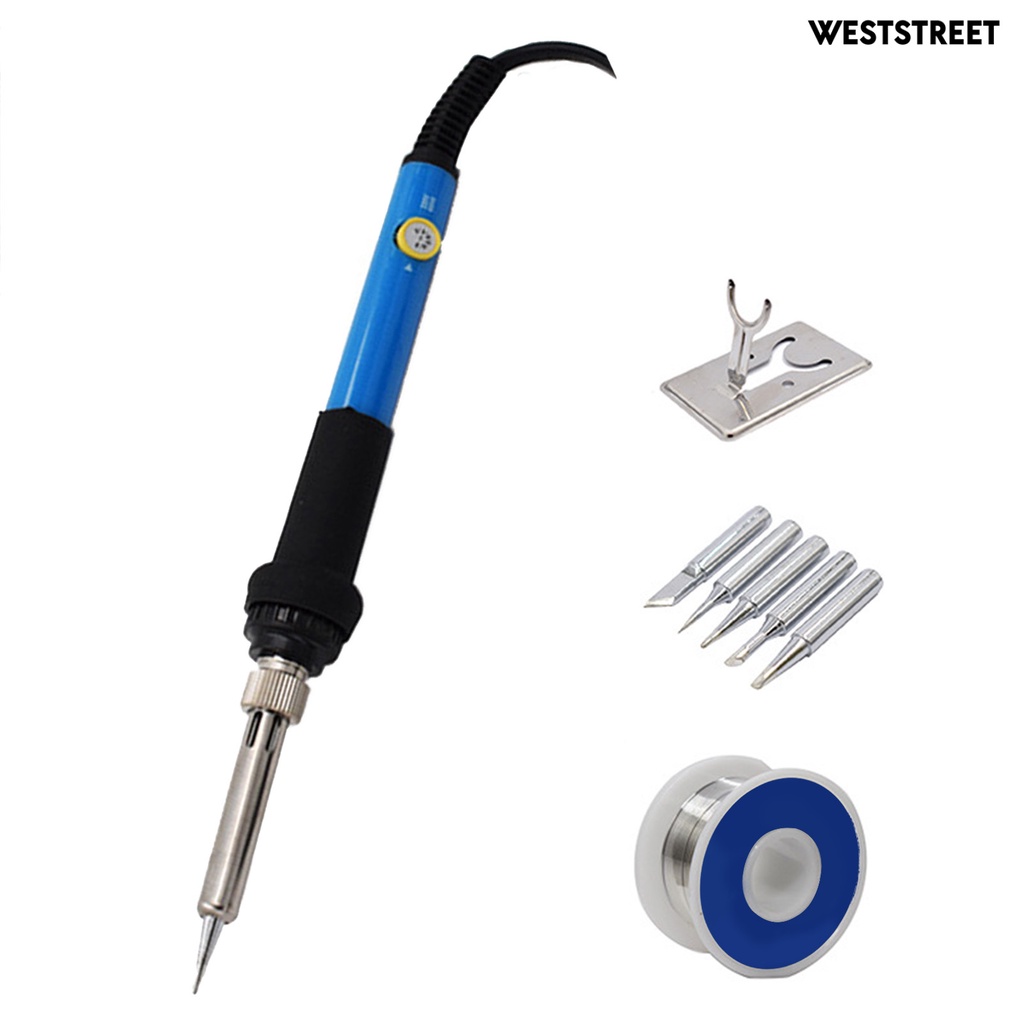 【五金工具】藍色調溫電烙鐵220V歐規維修工具110V美規恆溫電烙鐵電焊筆