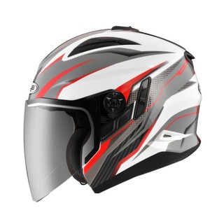 ∥益發安全帽建國店∥ZEUS ZS 613B AJ33 白紅 內襯全可拆 雙鏡 半罩安全帽 3/4罩 贈好禮