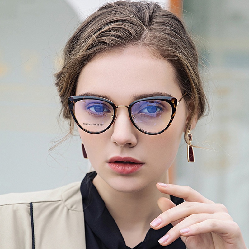 女士防藍光貓眼眼鏡框女士光學眼鏡時尚電腦眼鏡