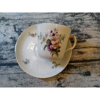 約1940s 皇家哥本哈根 Royal Copenhagen 瓷器/手繪 花卉 金邊/濃縮咖啡杯盤組Rare
