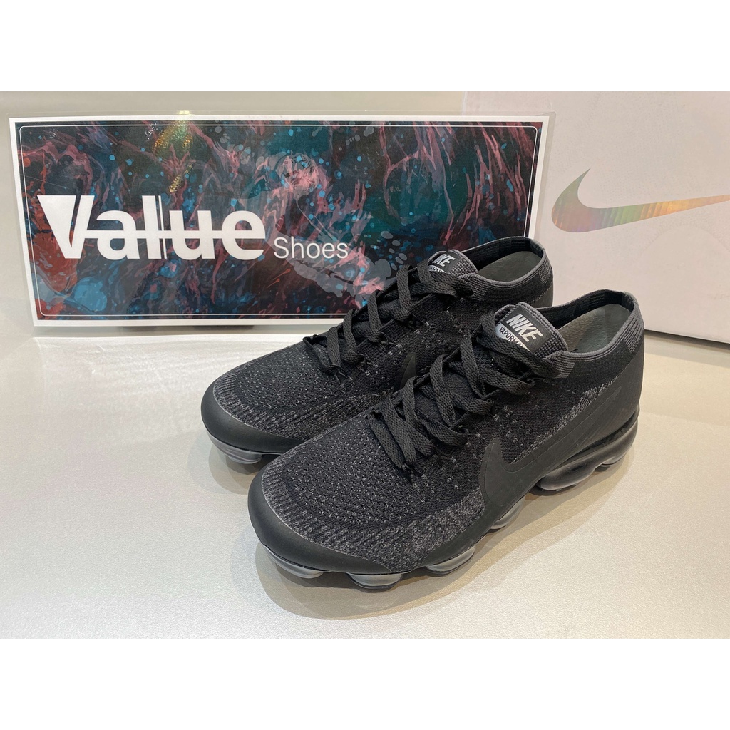 《Value》Nike VaporMax Flyknit 黑色 黑灰 編織 襪套 氣墊 慢跑鞋 849558-007