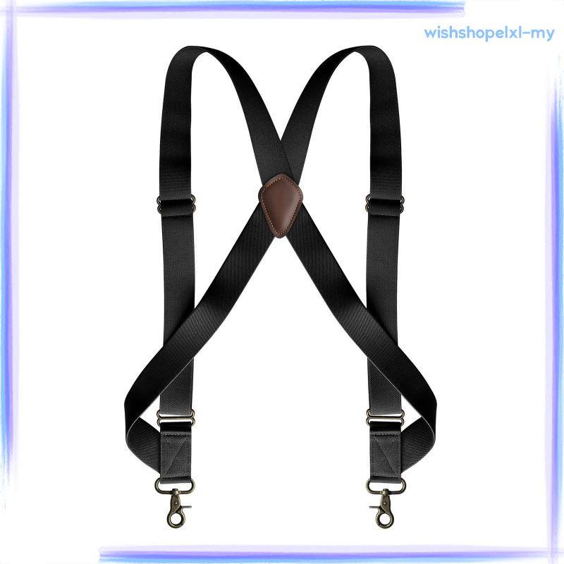 [WishshopelxlMY] 男士吊帶,帶鬆緊帶的可調節吊帶 X 型建築重型掛鉤