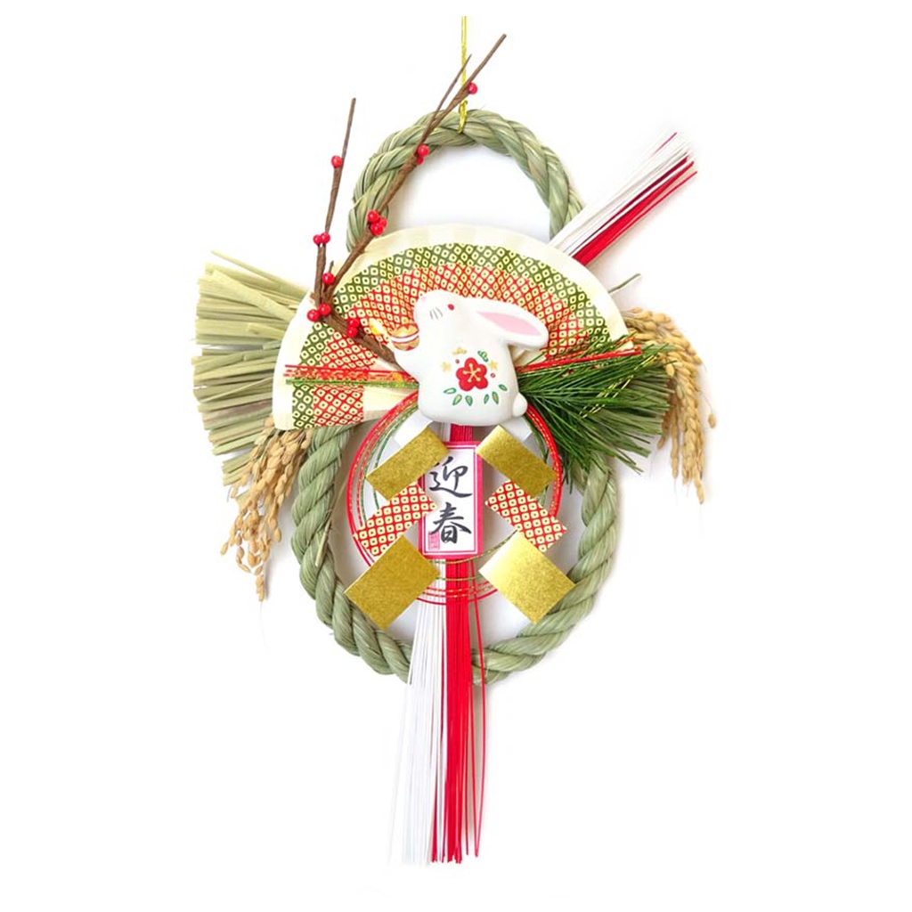 新年掛飾 日本製 現貨【竹治郎】正月飾 紅白水引兔年迎春 新年吊飾 居家裝飾 日本連注繩 連祝繩 手工製 連注繩 贈禮
