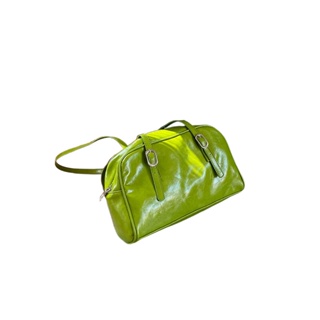 綠色斜背包 12C63 中款休閒百搭素色斜背包配飾