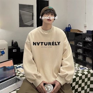 【宅男屋】韓版潮流字母印花冬季加絨圓領大學T 男生ins打底衫情侶 大學T 印花T 長T 長袖上衣 JYW182