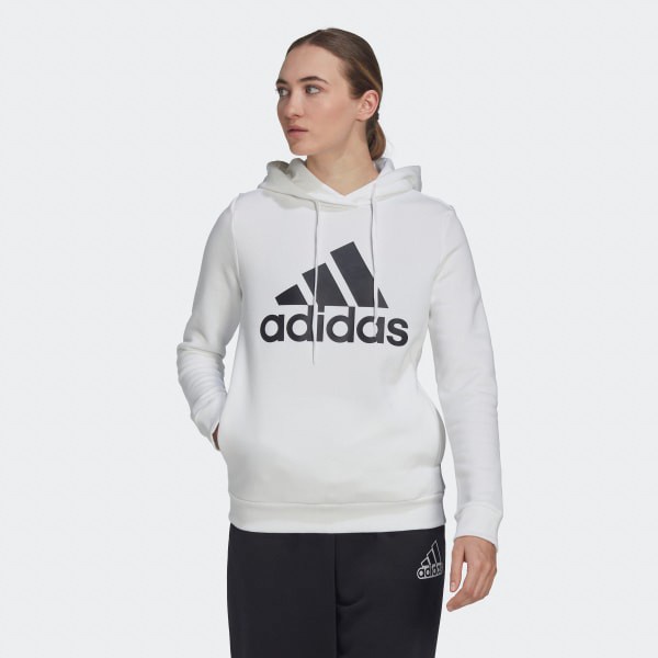 【 adidas 愛迪達】ESSENTIALS 女款 運動長袖上衣 帽T 白色 尺寸:XS~XL #HM1906