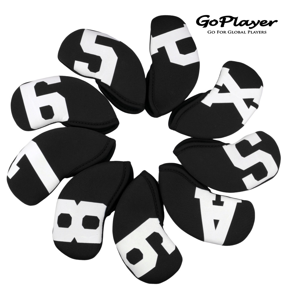 【GoPlayer】大號碼彈性布鐵桿套組-多色 (號碼數字高爾夫鐵桿套桿頭套 球頭保護帽套)