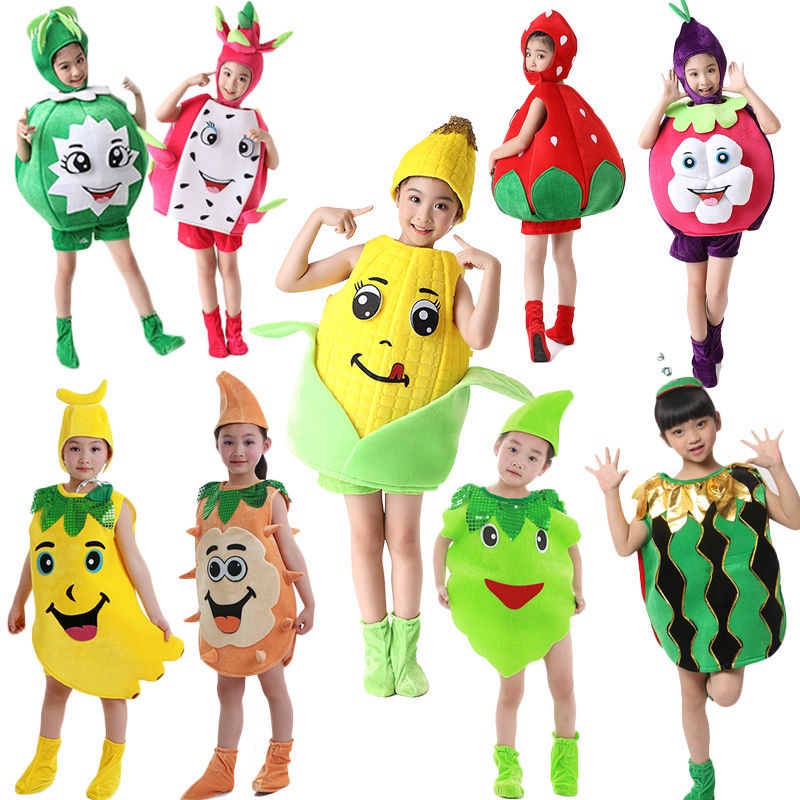兒童服裝造型表演服裝植物水果蘋果香蕉梨火龍果菠蘿連體短袖成人尺碼可選