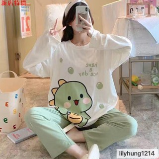 ⚡桃園出貨⚡睡衣女春秋季薄款長袖長褲寬松可愛學生兩件套裝女士家居服可外穿女裝睡衣秋冬居家服長袖睡衣睡裙學生閨蜜居家服