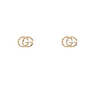 GUCCI 雙G18K玫瑰金耳環 古馳 18K玫瑰金