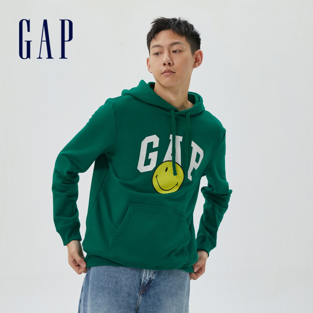 Gap 男裝 Gap x SMILEY聯名 Logo刷毛帽T-綠色(475857)