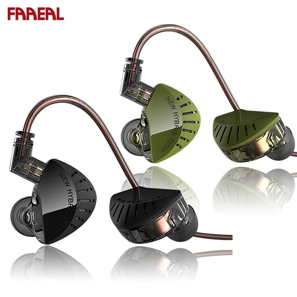 Faaeal LD2 1DD 入耳式耳塞雙磁性動態驅動有線耳機降噪 HIFI 音樂運動耳機適用於手機 MP4 播放器
