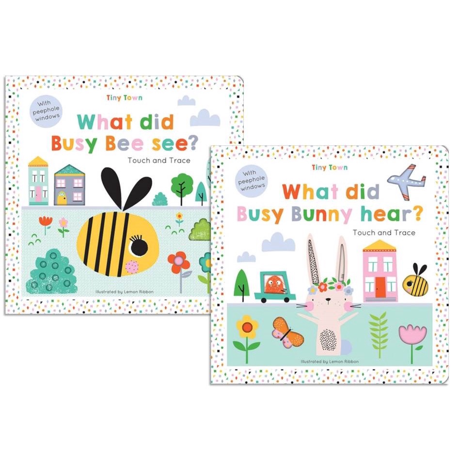 Tiny Town Touch and Trace (硬頁雙書)－What did Busy Bunny hear?/What did Busy Bee  see?/Oakley Graham【禮筑外文書店】(硬頁書)[9折] | 蝦皮購物