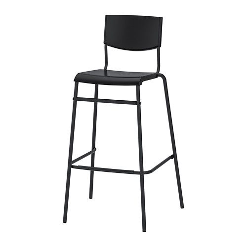 【現貨當天可出貨 僅供自取及宅配出貨】IKEA 全新STIG吧台椅附靠背, 黑色/黑色, 適用檯面101-106公分高