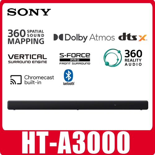 現貨自取16500 SONY HT-A3000 單件式環繞家庭劇院 3.1聲道250W 另有HT-A5000
