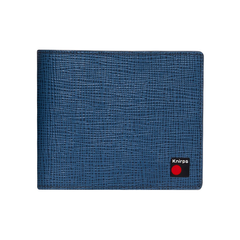 Knirps 德國紅點 RFID 9卡經典短夾 – 十字紋藍