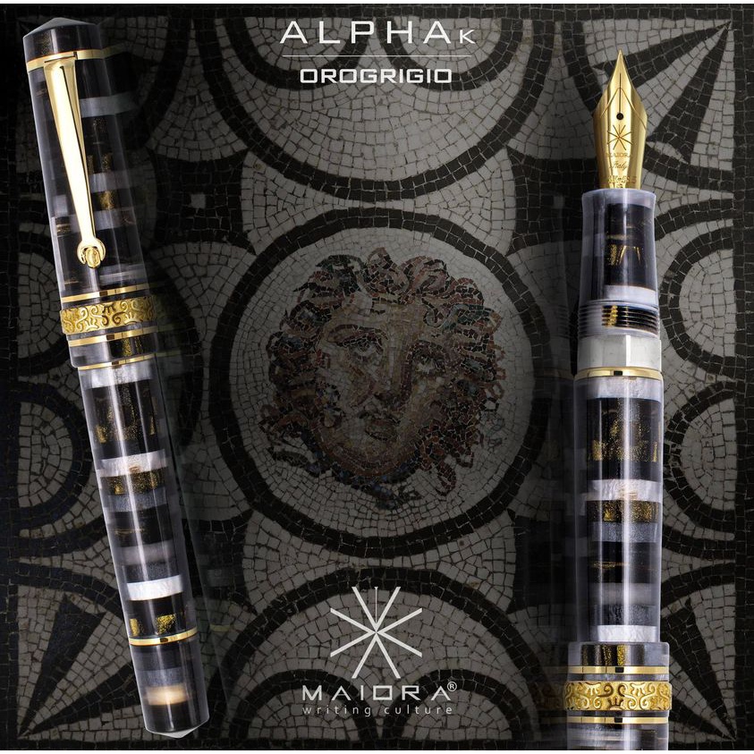 【古今鋼筆】義大利品牌Delta旗下 Maiora Alpha K系列orogrigio 純銀雕刻筆環 煤灰色金夾鋼筆