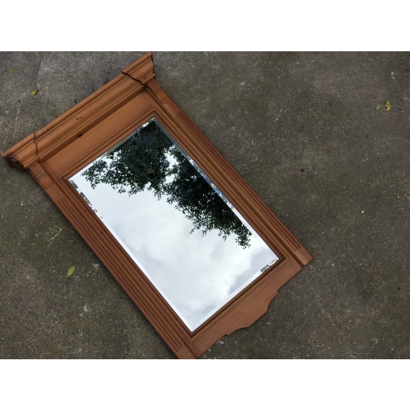 【福三】木掛鏡 木鏡 木框鏡 掛鏡