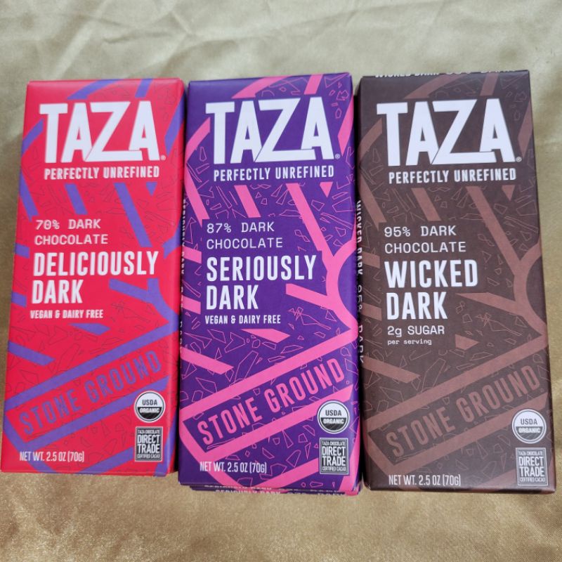 美國TAZA有機石墨CACAO巧克力(2片)🍫85%黑巧克力、50%香草巧克力、50%肉桂巧克力、44%海鹽杏仁果巧克力