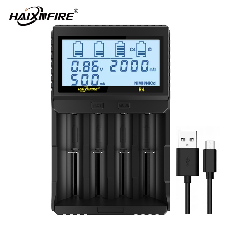 Haixnfire R4鋰電池充電器電池容量檢測器18650 26650 14500電池適配器電量顯示