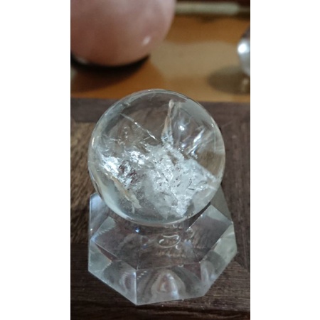 白水晶球 晶中晶 全內包  異相水晶 清透  非鈦晶 黃水晶