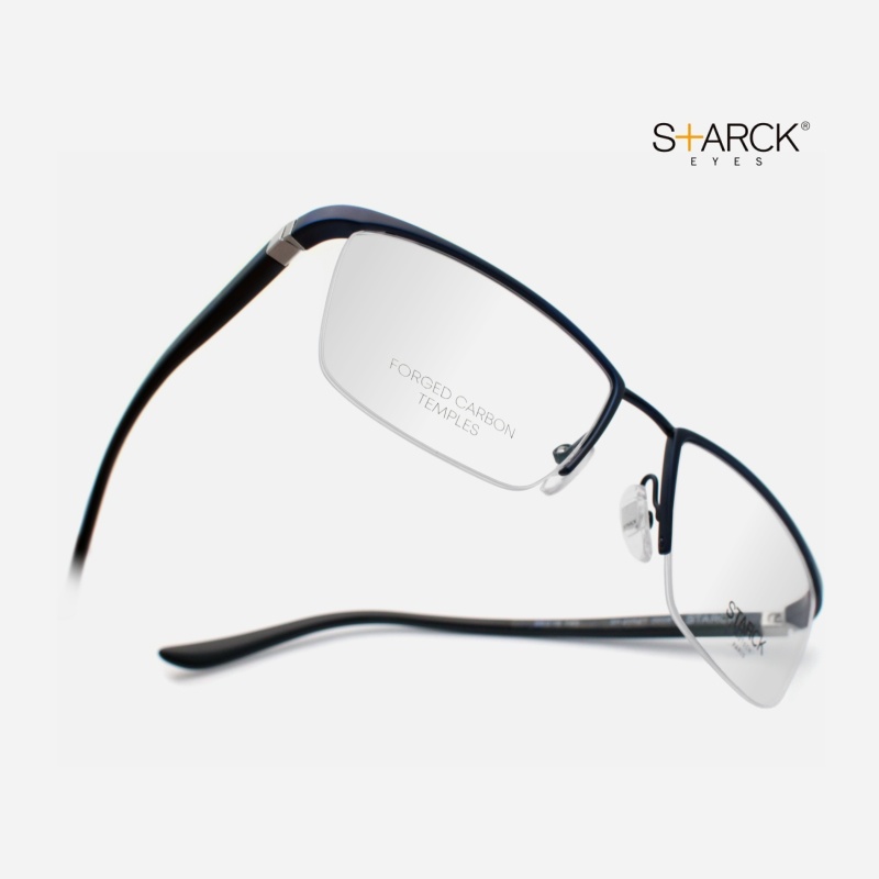 STARCK SH2052Y 斯塔克品牌眼鏡｜無螺絲時尚個性半框藍色鍛造碳男士眼鏡 男生品牌眼鏡框【幸子眼鏡】