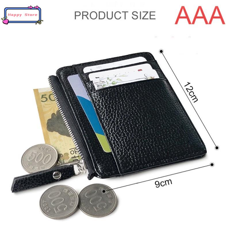 Image of Men Wallet Solid Color Textured PU Zipper Card Holder Mini C #1