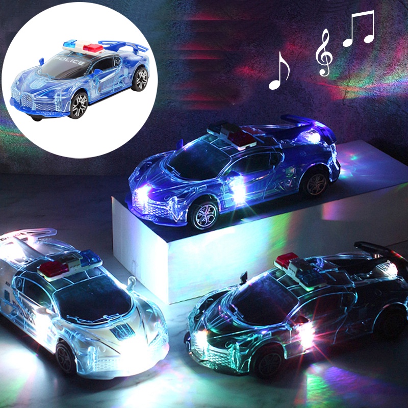 【BoBo玩具 現貨速發】 Led音樂燈光賽車玩具 | 兒童益智閃光警車男孩音樂電動跑車模型玩具