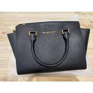 MICHAEL KORS SELMA medium top zip satchel 黑色 防刮皮革