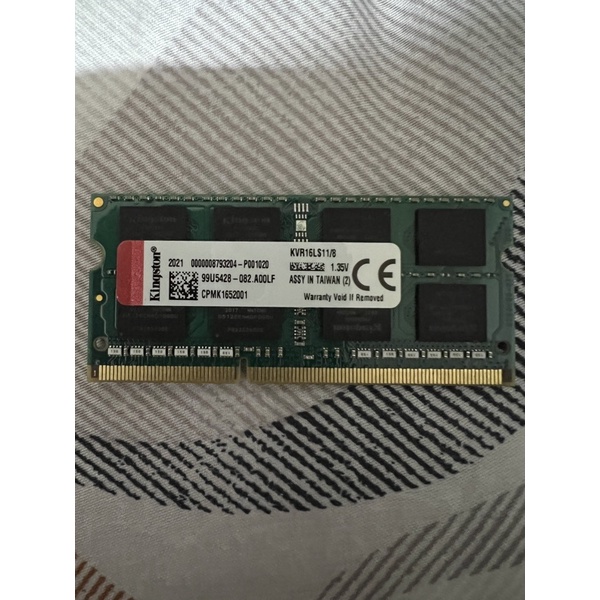 金士頓DDR3 1600 8G 筆記型電腦記憶體 KVR16LS11/8 低電壓版